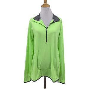 Under Armour Top Womens L Green Quarter Zip Threadborne Fitted Heat Gear Running